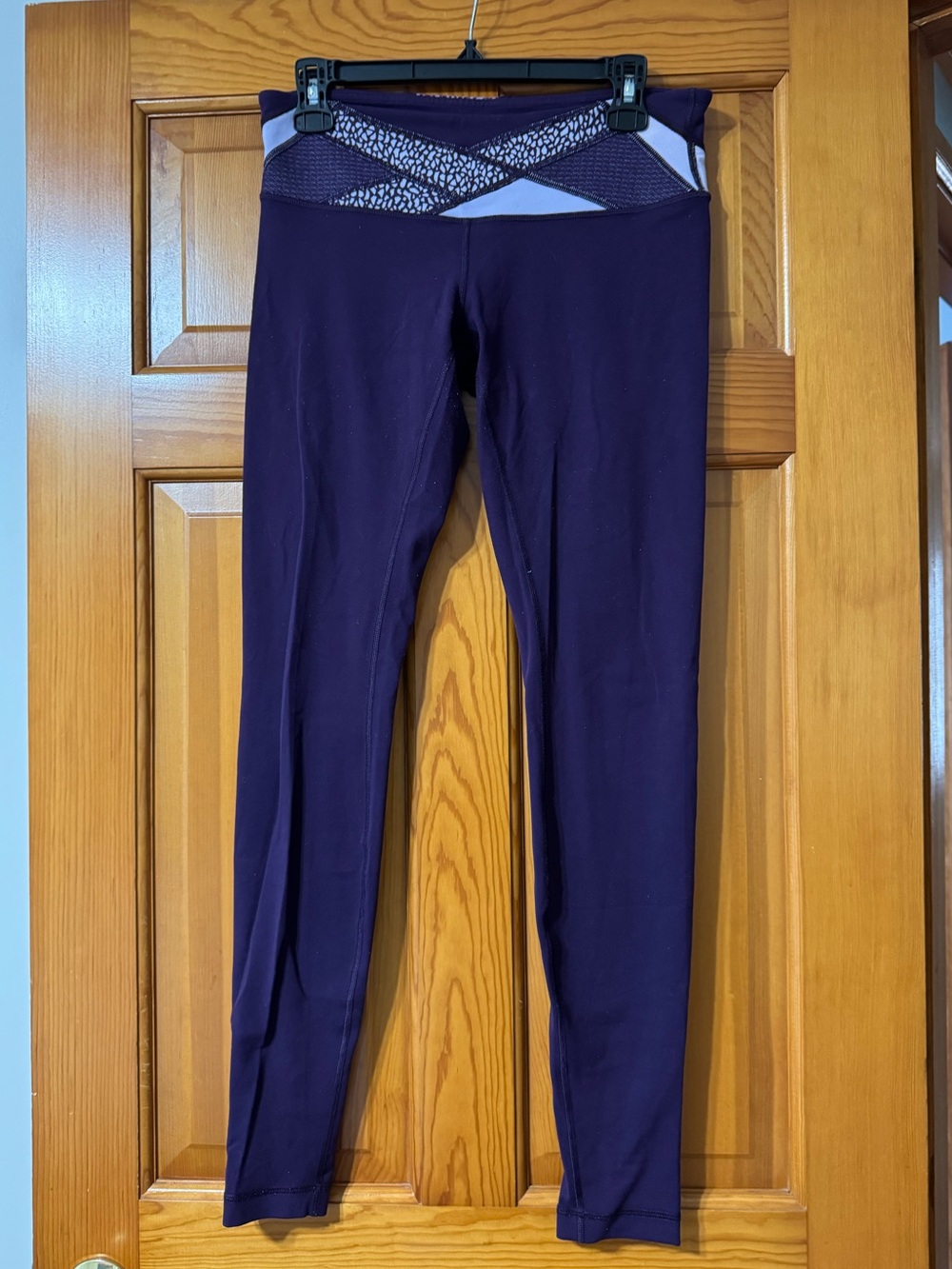 lululemon Plum Purple Leggings with Patterned Waistband
